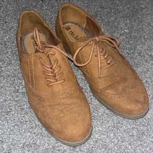 Brown suede oxfords